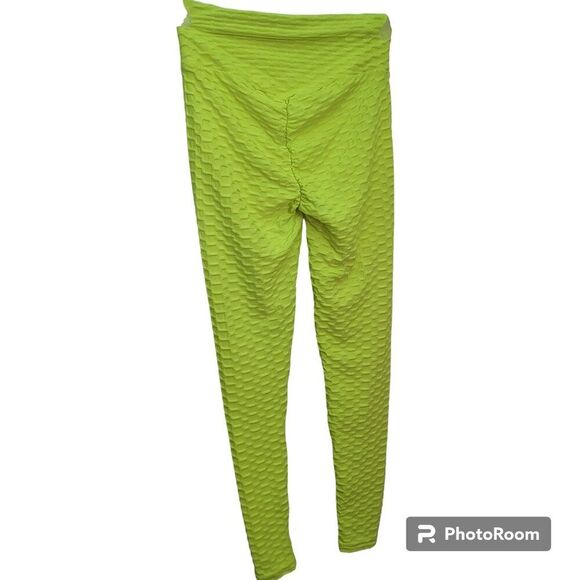 Fluorescent Yellow Butt Lift Honeycomb Leggings - Picture 4 of 5